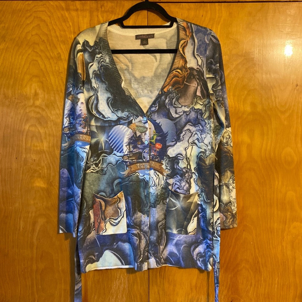 Metric 95% Angora Voyageur Cardigan With Belt. Size S